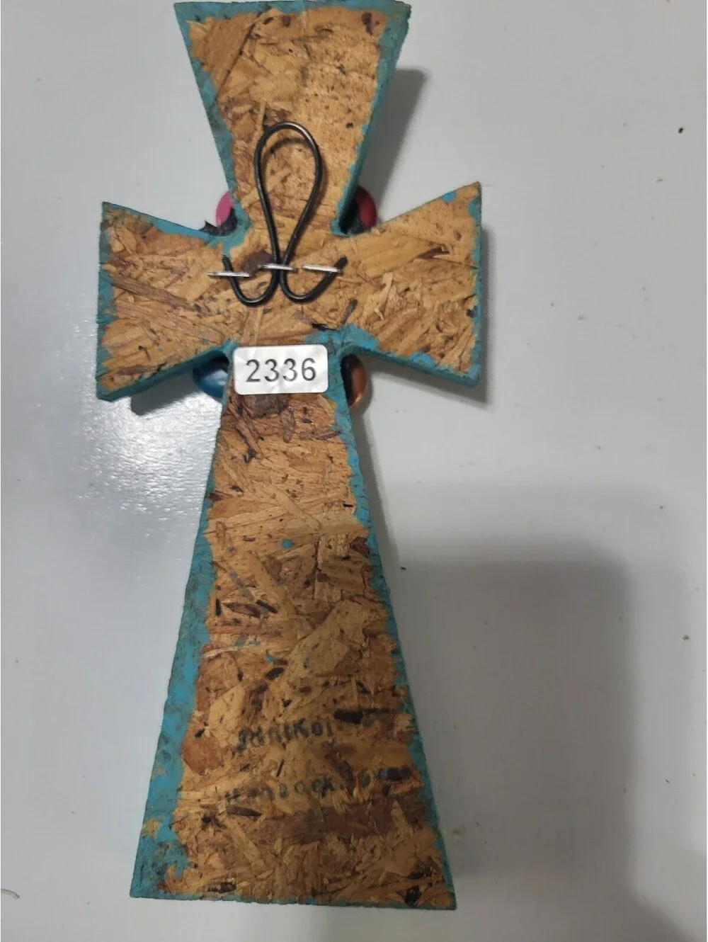 Handcrafted Decorative Cross Wall Hanging with Colorful Gemstones 8x3